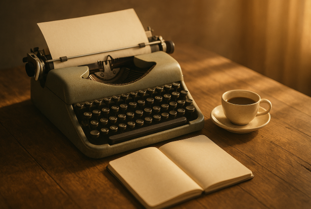 Poetry-Anthology-Veron-Lee-Campbell-Nothing-Wasted-Journey-Typewriter-Journal-and-Teacup
